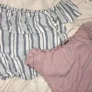 Off the Shoulder Crop Top Two Pack